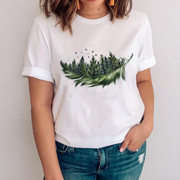 graphic feather cute short sleeve women fashion clothing 90s clothes tees print female t shirt, White
graphic feather cute short sleeve women fashion clothing 90s clothes tees print female t shirt, White