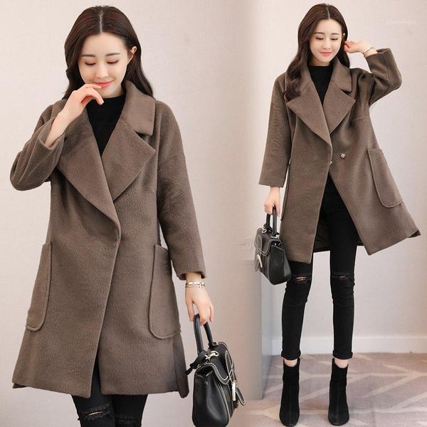 women's wool & blends fashion single button long coat for women casual and jacket loose pockets clothes 2021, Black
women's wool & blends fashion single button long coat for women casual and jacket loose pockets clothes 2021, Black