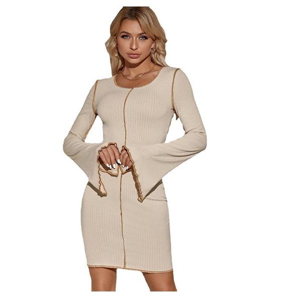 casual dresses 2021 european and american women's slim pleated hip skirt solid color fashion tight-fitting knitted dress women, Black;gray
casual dresses 2021 european and american women's slim pleated hip skirt solid color fashion tight-fitting knitted dress women, Black;gray
