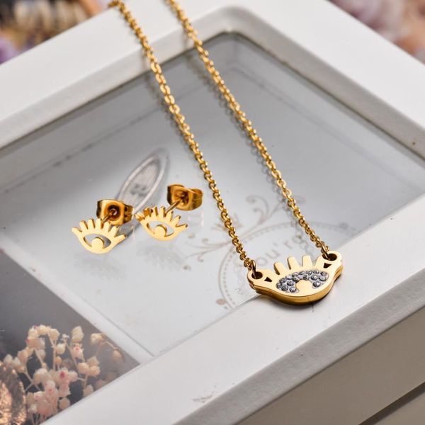 earrings & necklace baoyan fashion gold plated evil eye jewelry set white crystal stainless steel, Silver
earrings & necklace baoyan fashion gold plated evil eye jewelry set white crystal stainless steel, Silver