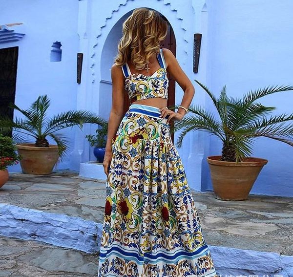 two piece dress boho women set crop and long skirt short floral print suits bohemian high waist casual flower, White
two piece dress boho women set crop and long skirt short floral print suits bohemian high waist casual flower, White
