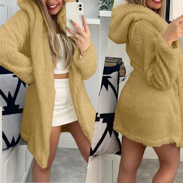 women's jackets autumn lady elegant long sleeve open overcoat winter fashion warm soft fleece jacket coat women solid hooded cardigan, Black;brown
women's jackets autumn lady elegant long sleeve open overcoat winter fashion warm soft fleece jacket coat women solid hooded cardigan, Black;brown