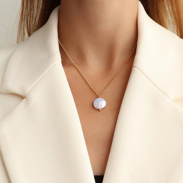 pendant necklaces allme unique design round natural freshwater pearl necklace for women femme gold color snake chain choker, Silver
pendant necklaces allme unique design round natural freshwater pearl necklace for women femme gold color snake chain choker, Silver