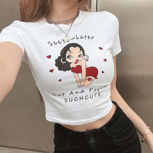 vintage cotton print crop women casual short sleeve cotton pullover tees summer slim streetwear t-shirt woman 2021, White
vintage cotton print crop women casual short sleeve cotton pullover tees summer slim streetwear t-shirt woman 2021, White