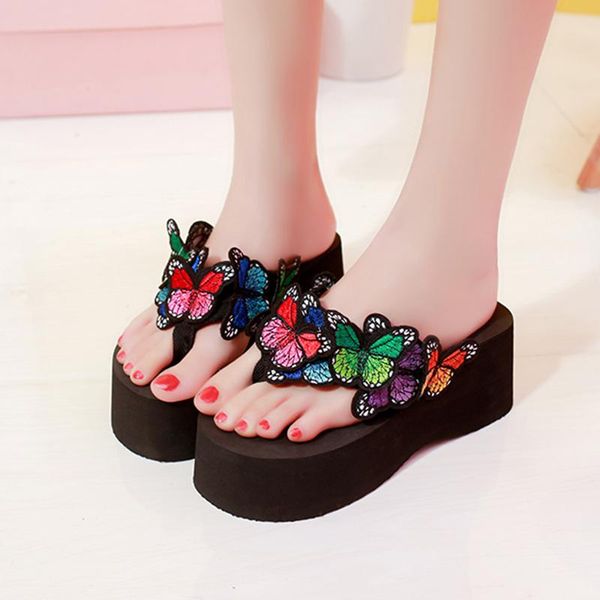 slippers summer woman butterfly flip flops beach shoes women sandals platform high heels wedges slides zapatos mujer 62h90, Black
slippers summer woman butterfly flip flops beach shoes women sandals platform high heels wedges slides zapatos mujer 62h90, Black