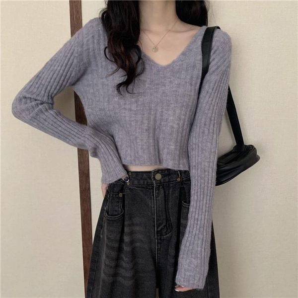 casual style spring fall 2021 women long sleeve v-neck crop solid fashion brand knitted pullovers korean sweaters women's, White;black
casual style spring fall 2021 women long sleeve v-neck crop solid fashion brand knitted pullovers korean sweaters women's, White;black