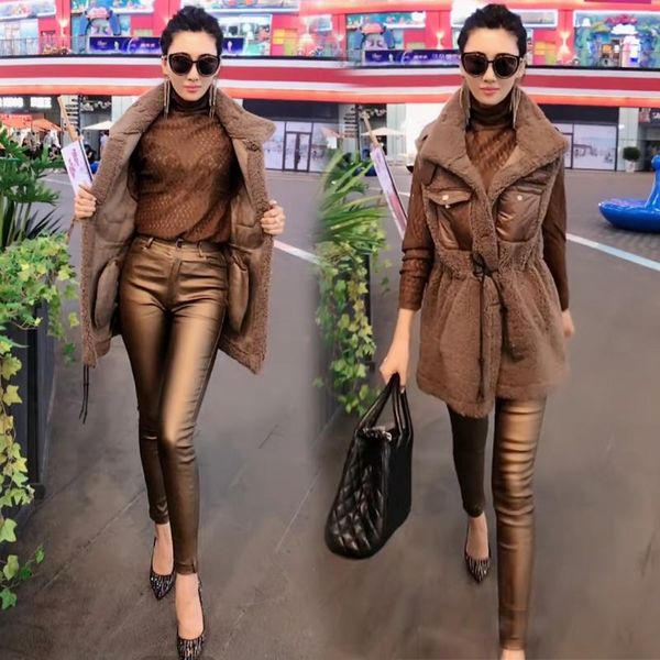 women's fur & faux vest 2021 coat time discount fashion winter artificial one lamb stitching pu leather drawstring woman, Black
women's fur & faux vest 2021 coat time discount fashion winter artificial one lamb stitching pu leather drawstring woman, Black