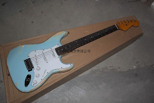 2014 new arrival custom guitar f sss distressed blue 6 strings natural wood electric guitar @15
2014 new arrival custom guitar f sss distressed blue 6 strings natural wood electric guitar @15