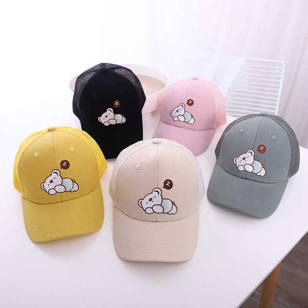 children's spring summer mesh cartoon sleeping bear children's boy's sun hat, Yellow
children's spring summer mesh cartoon sleeping bear children's boy's sun hat, Yellow