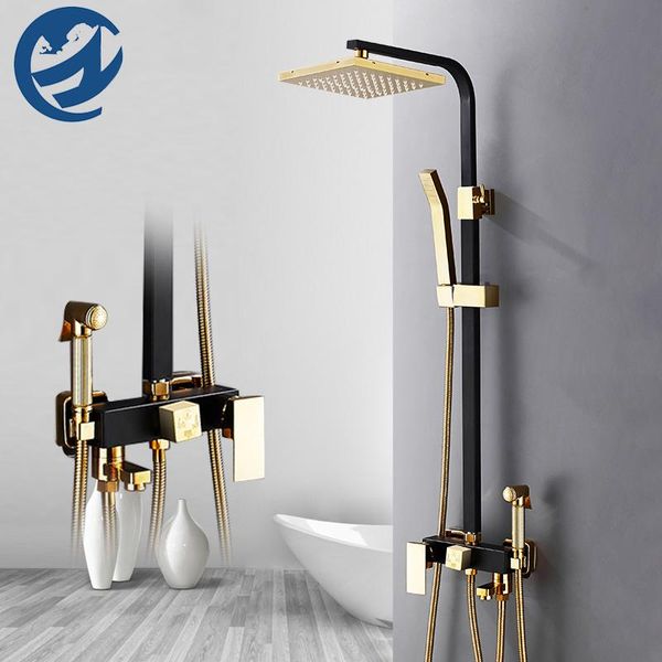 black golden rainfall shower faucet bathtub mixer & storage shelf with spray gun bidet spout tap bathroom sets
black golden rainfall shower faucet bathtub mixer & storage shelf with spray gun bidet spout tap bathroom sets
