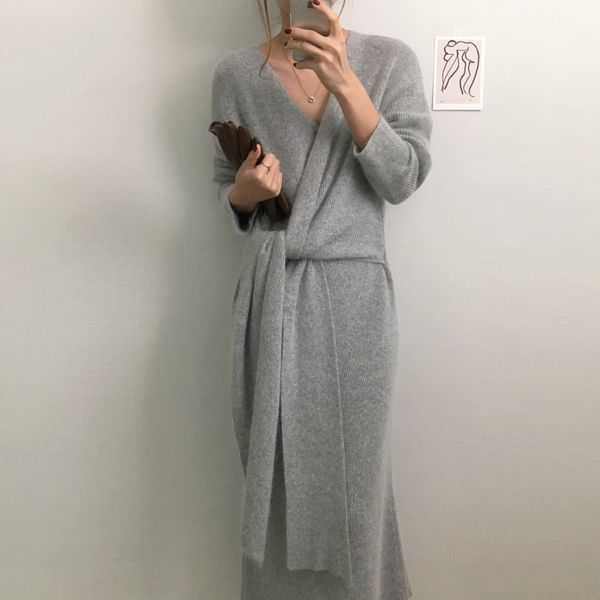 high waist quality sweater dress female belt elegant bandage chic runway fashion lady autumn winter knitting dress 2021 newswimwear bathing, Black;gray
high waist quality sweater dress female belt elegant bandage chic runway fashion lady autumn winter knitting dress 2021 newswimwear bathing, Black;gray