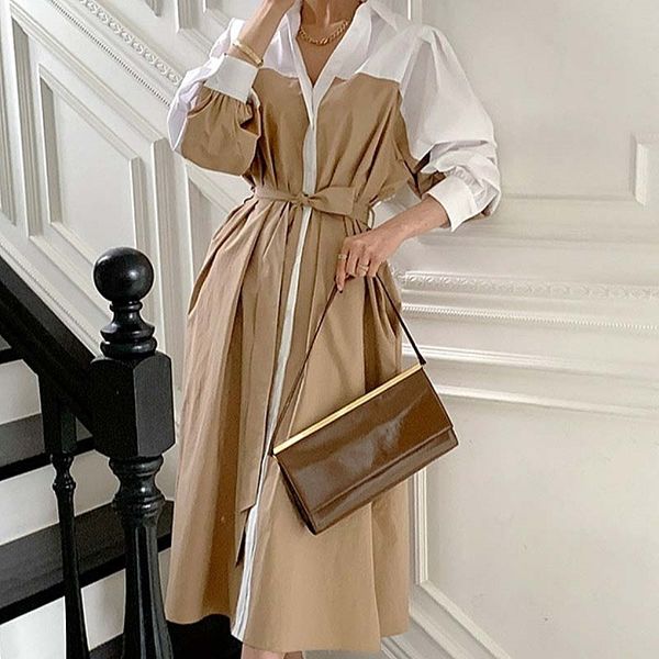 casual dresses high-end light luxury summer retro hit color lapel waist was thin temperament long-sleeved shirt female long dress, Black;gray
casual dresses high-end light luxury summer retro hit color lapel waist was thin temperament long-sleeved shirt female long dress, Black;gray