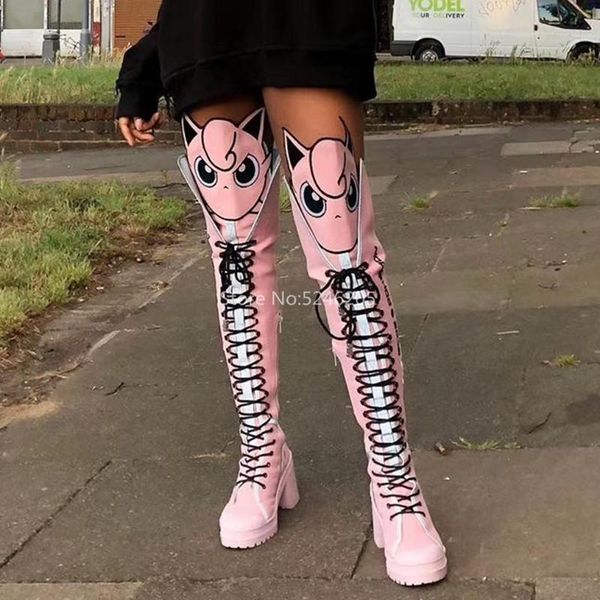 boots cartoon fashion long square high heels pink yellow leather women lace up shoes woman riding over the knee, Black
boots cartoon fashion long square high heels pink yellow leather women lace up shoes woman riding over the knee, Black