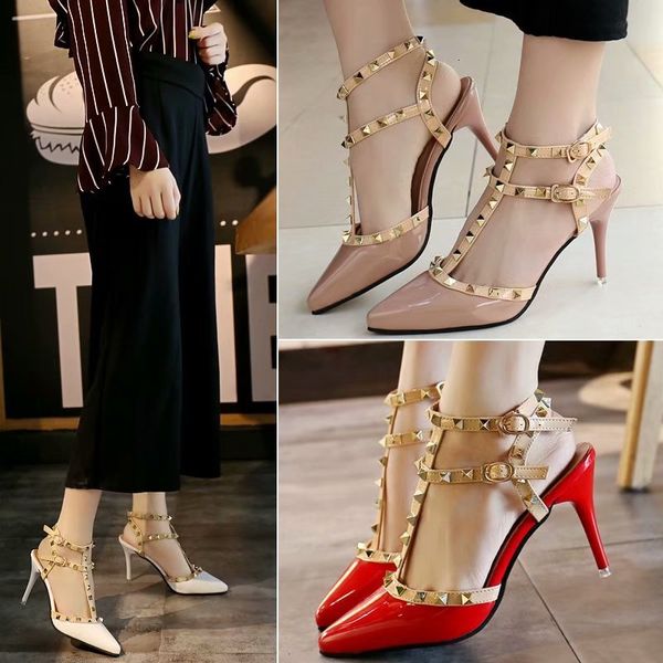 luxury dress shoes 2021 sandal's rivet pointed high heels dign feeling baotou thin heel summer one line buckle, Black
luxury dress shoes 2021 sandal's rivet pointed high heels dign feeling baotou thin heel summer one line buckle, Black