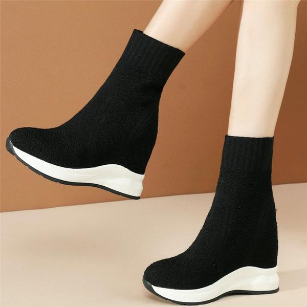 dress shoes casual women breathable knitting wedges high heel platform pumps female round toe fashion sneakers trainers, Black
dress shoes casual women breathable knitting wedges high heel platform pumps female round toe fashion sneakers trainers, Black