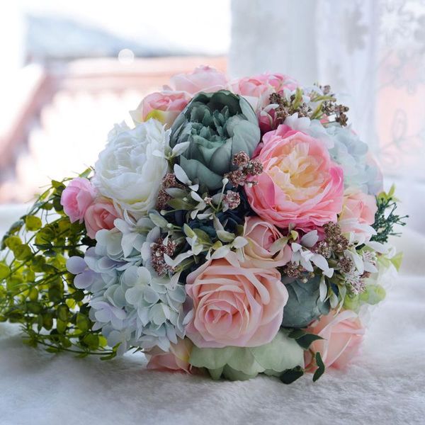 10" design rustic silk peony teal pink blue hydrangea wedding bouquet bridal brides bridesmaid flower decorative flowers & wreaths
10" design rustic silk peony teal pink blue hydrangea wedding bouquet bridal brides bridesmaid flower decorative flowers & wreaths