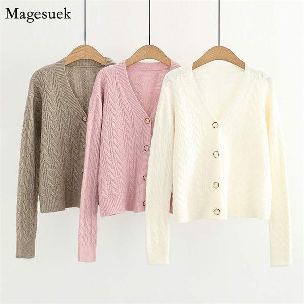 autumn winter vintage solid white sweater women twist loose female knitted short button cardigan coat 11732 210512, White;black
autumn winter vintage solid white sweater women twist loose female knitted short button cardigan coat 11732 210512, White;black