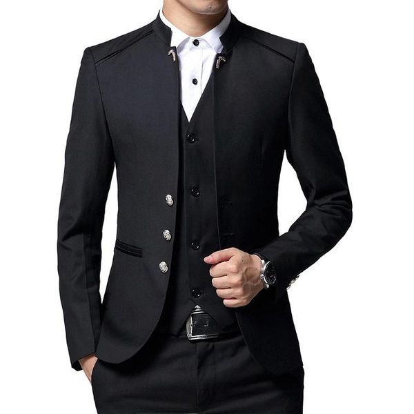 men's suits & blazers single breasted stand up collar suit 3 piece set wedding party dress plus size blazer coat pants vest black blue, White;black
men's suits & blazers single breasted stand up collar suit 3 piece set wedding party dress plus size blazer coat pants vest black blue, White;black