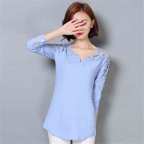 4xl women blouse femininas long sleeve shirt v-neck floral lace casual linen s plus size lady 185b 210420, White 
4xl women blouse femininas long sleeve shirt v-neck floral lace casual linen s plus size lady 185b 210420, White