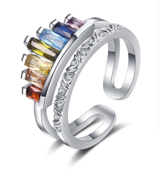 adjustable opening rainbow cluster ring for women fashion engagement wedding band charm jewelry, Golden;silver
adjustable opening rainbow cluster ring for women fashion engagement wedding band charm jewelry, Golden;silver