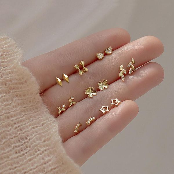 stud 9 fashion ear studs for women and girl simple fun small golden earrings collection 2021 trend jewelry gift accessories, Golden;silver
stud 9 fashion ear studs for women and girl simple fun small golden earrings collection 2021 trend jewelry gift accessories, Golden;silver