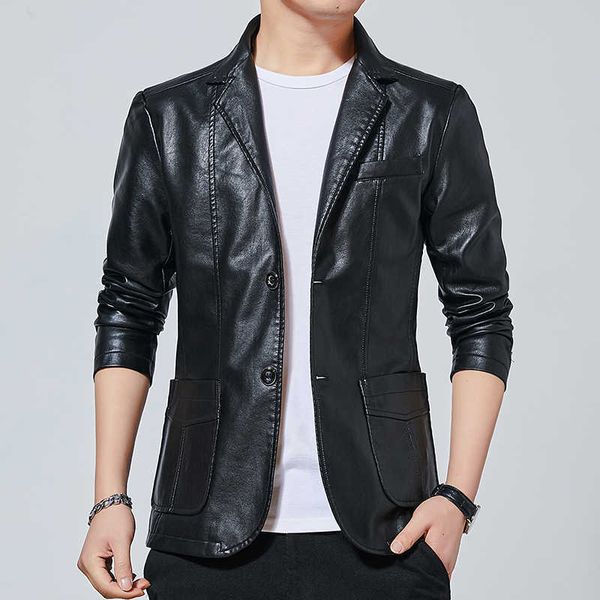 leather coat men's plus velvet leather jacket spring and autumn wild youth lapel pu two button 210928, Black
leather coat men's plus velvet leather jacket spring and autumn wild youth lapel pu two button 210928, Black