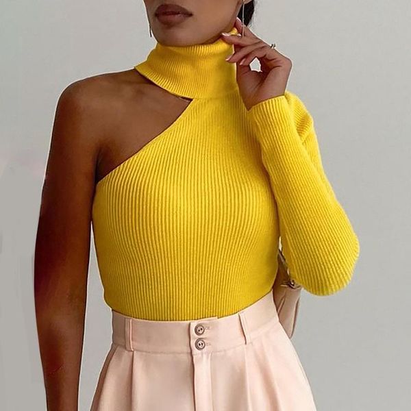 women's sweaters 2021 autumn woman fashion casual high neck one shoulder skinny knit warm sweater daily wear yellow long sleeve, White;black
women's sweaters 2021 autumn woman fashion casual high neck one shoulder skinny knit warm sweater daily wear yellow long sleeve, White;black
