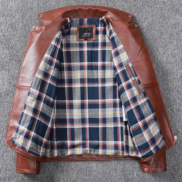 classical perfecto jacket motorcycle & biker jackets men natural calf skin brown leather coat mens slim clothing, Black
classical perfecto jacket motorcycle & biker jackets men natural calf skin brown leather coat mens slim clothing, Black