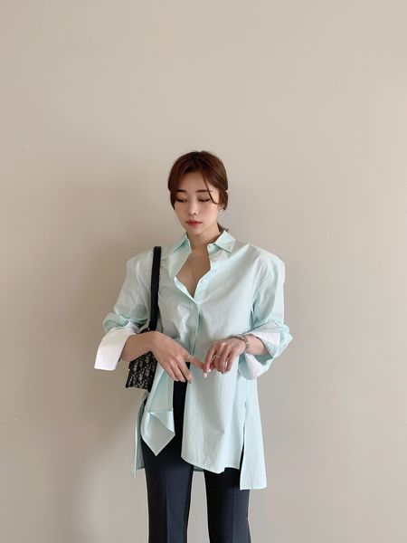 women's blouses & shirts vintage casual long sleeve lapel tunic solid loose blouse celmia autumn pleated irregular split hem, White
women's blouses & shirts vintage casual long sleeve lapel tunic solid loose blouse celmia autumn pleated irregular split hem, White
