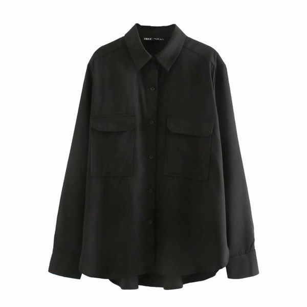 women black long sleeve blouse and shirts for summer spring solid white formal blusa pocket casual loose 210430
women black long sleeve blouse and shirts for summer spring solid white formal blusa pocket casual loose 210430