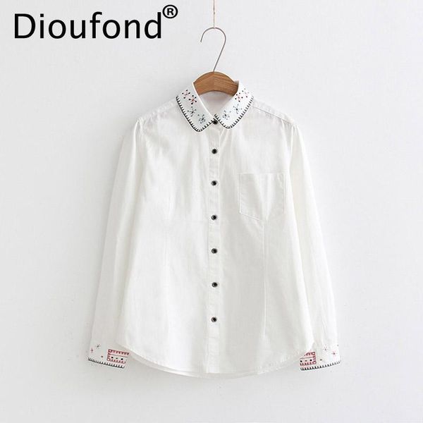 women's blouses & shirts dioufond embroidery casual female floral long sleeve women cotton turn-down collar blouse 2021, White
women's blouses & shirts dioufond embroidery casual female floral long sleeve women cotton turn-down collar blouse 2021, White