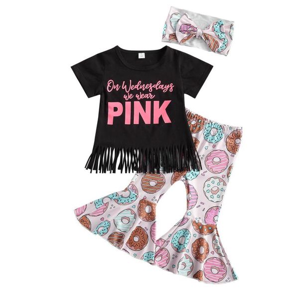 summer girls children short-sleeve and trousers suit fashion letter print tassel t-shirt donuts bell-bottom long pants clothing sets, White
summer girls children short-sleeve and trousers suit fashion letter print tassel t-shirt donuts bell-bottom long pants clothing sets, White