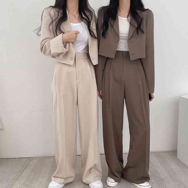 women's two piece pants autumn temperament button lapel long sleeve blazer jacket short high waist wide leg pant tailored trousers ol r, White
women's two piece pants autumn temperament button lapel long sleeve blazer jacket short high waist wide leg pant tailored trousers ol r, White
