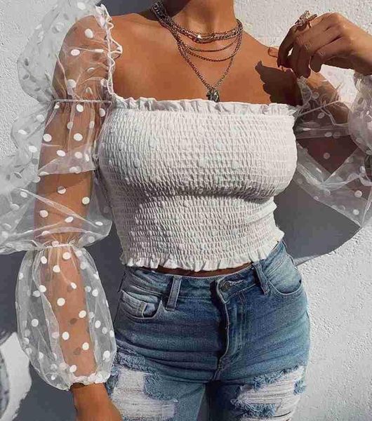 women's blouses & shirts women mesh 2021 blouse chiffon perspective long sleeve shirt fashion organza transparent crop female, White
women's blouses & shirts women mesh 2021 blouse chiffon perspective long sleeve shirt fashion organza transparent crop female, White