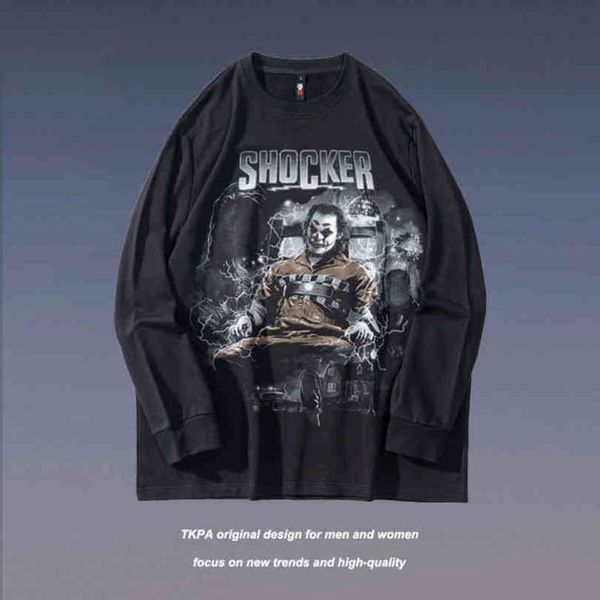 tkpa fashion brand dark print pullover sweater round neck loose high street lovers make old washed long sleeves, Black
tkpa fashion brand dark print pullover sweater round neck loose high street lovers make old washed long sleeves, Black