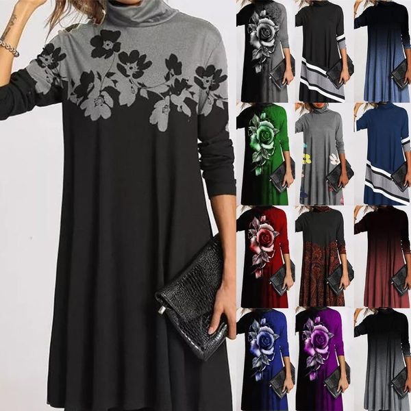 casual dresses 2021 spring summer autumn selling women's ladies fashion print half high neck long sleeve loose dress female, Black;gray
casual dresses 2021 spring summer autumn selling women's ladies fashion print half high neck long sleeve loose dress female, Black;gray