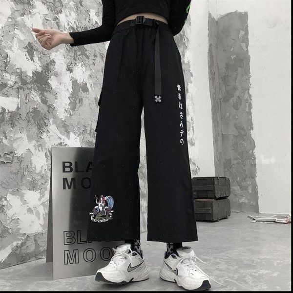 anime print korean harajuku womens capris loose high waist slim black trousers with belt female casual straight wide leg, Black;white
anime print korean harajuku womens capris loose high waist slim black trousers with belt female casual straight wide leg, Black;white