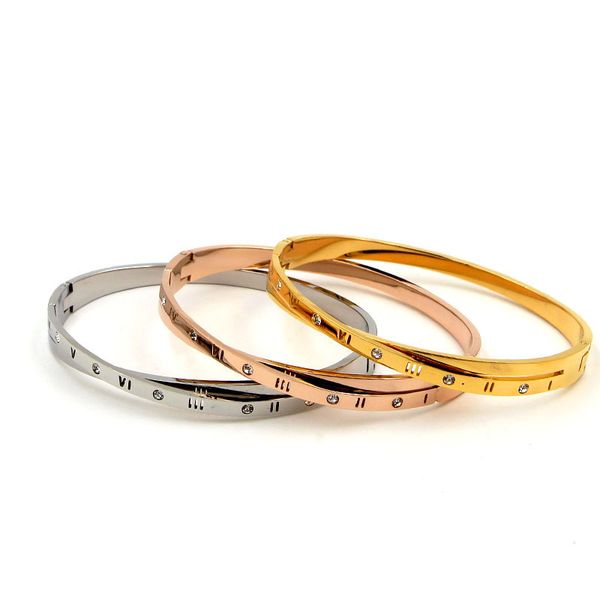 h4-305 korean fashion double cross roman numeral with diamond buckle women's versatile titanium steel bracelet jewelry, Silver
h4-305 korean fashion double cross roman numeral with diamond buckle women's versatile titanium steel bracelet jewelry, Silver