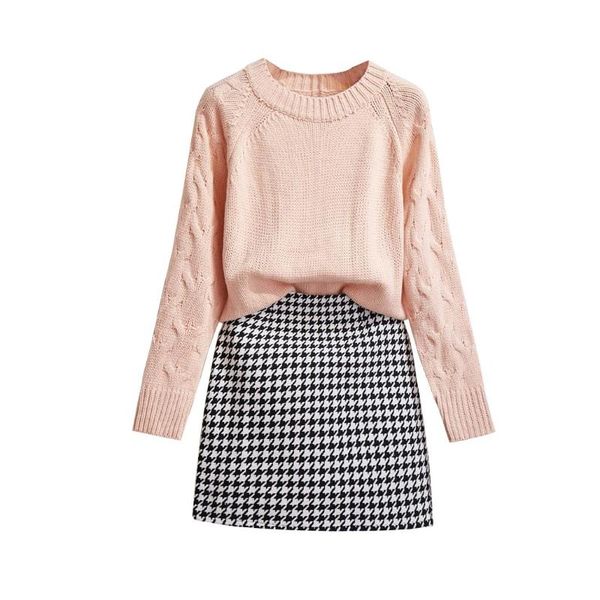 women's tracksuits winter loose knitting round collar sweater plover short plaid skirt skirts two pcs clothing set leisure suits outfit, Gray
women's tracksuits winter loose knitting round collar sweater plover short plaid skirt skirts two pcs clothing set leisure suits outfit, Gray