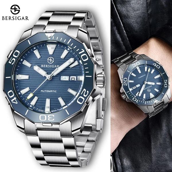 wristwatches bersigar design luxury men's mechanical watch nh36a sapphire glass stainless steel waterproof business sports, Slivery;brown
wristwatches bersigar design luxury men's mechanical watch nh36a sapphire glass stainless steel waterproof business sports, Slivery;brown