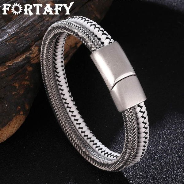 charm bracelets fortafy double braided leather bracelet for men stainless steel magnetic buckle handmade wristband male jewelry fr1068, Golden;silver
charm bracelets fortafy double braided leather bracelet for men stainless steel magnetic buckle handmade wristband male jewelry fr1068, Golden;silver