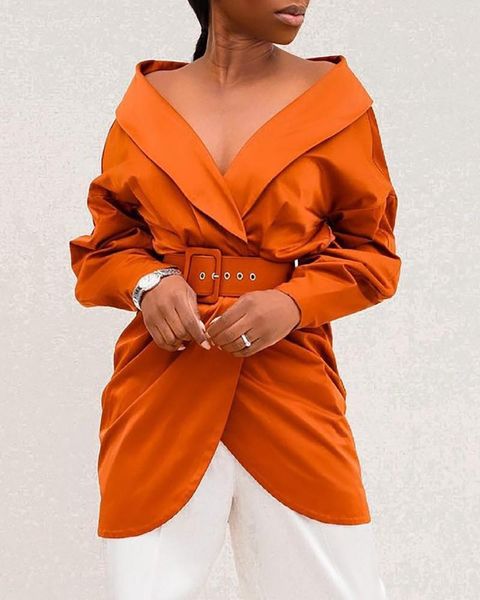 women's blouses & shirts autumn 2021 ruched shirt women v-neck basic long sleeve with belt, White
women's blouses & shirts autumn 2021 ruched shirt women v-neck basic long sleeve with belt, White
