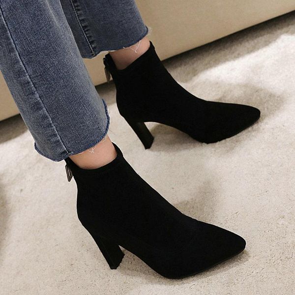 boots fall women flock stretch fashion pointed toe chain ankle winter square high heels all-match lady short, Black
boots fall women flock stretch fashion pointed toe chain ankle winter square high heels all-match lady short, Black