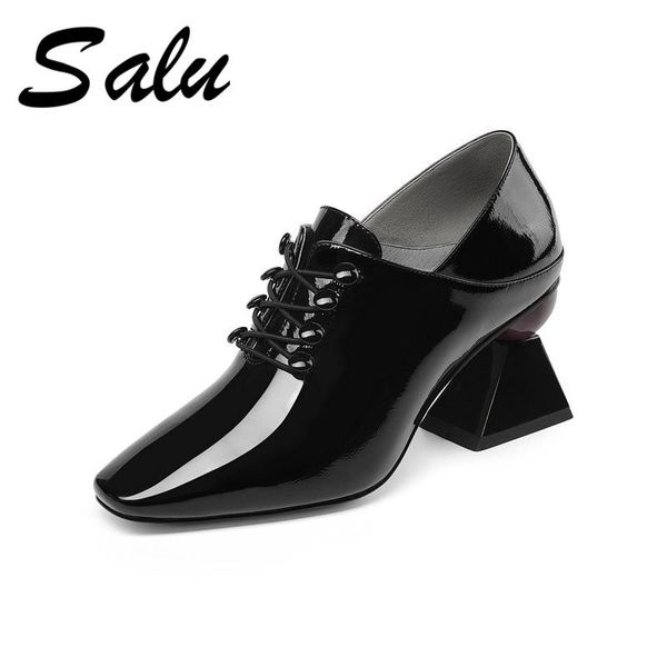 salu 2021 elegant lady pumps genuine leather round toe square heels classic party office dress women shoes, Black
salu 2021 elegant lady pumps genuine leather round toe square heels classic party office dress women shoes, Black