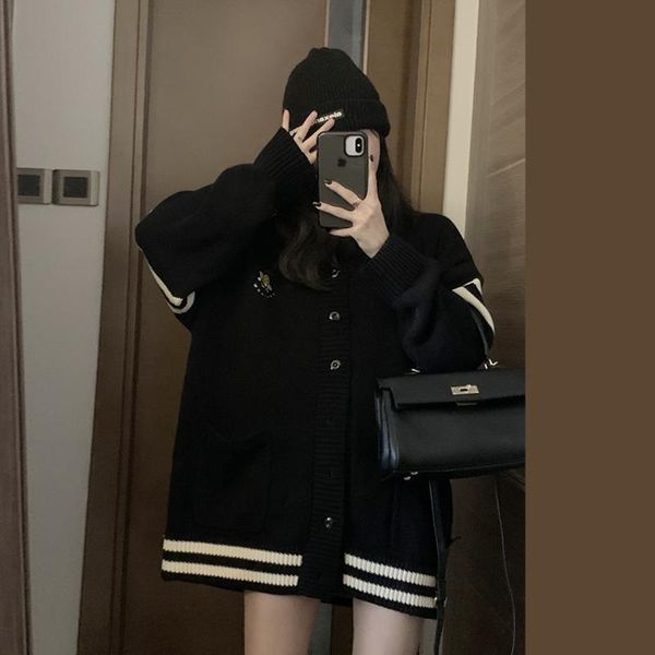 women's jackets black sweater coat winter 2021 design sense student lazy style knitted cardigan, Black;brown
women's jackets black sweater coat winter 2021 design sense student lazy style knitted cardigan, Black;brown