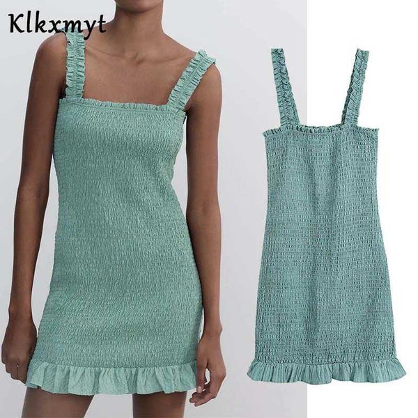 klkxmyt za summer dress women green textured slip mini dresses elastic ruffle ruched slim backless strap 210527, Black;gray
klkxmyt za summer dress women green textured slip mini dresses elastic ruffle ruched slim backless strap 210527, Black;gray