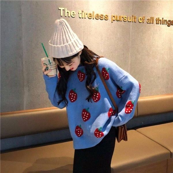 women's sweaters cute korean fashion ladies full sleeve women knitting sweater o-neck pullover and jumper loose fruit print, White;black
women's sweaters cute korean fashion ladies full sleeve women knitting sweater o-neck pullover and jumper loose fruit print, White;black