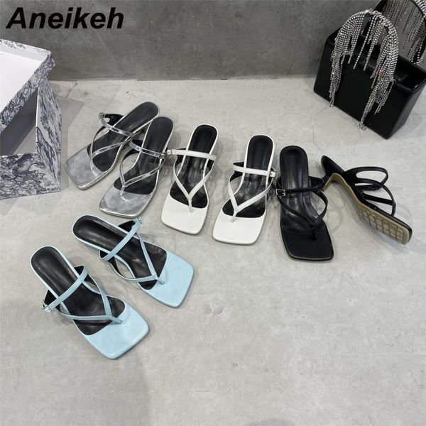 slippers aneikeh sandals women summer pu peep toe spike heels thong flip flops solid concise slides outside shallow buckle 7yhb, Black
slippers aneikeh sandals women summer pu peep toe spike heels thong flip flops solid concise slides outside shallow buckle 7yhb, Black