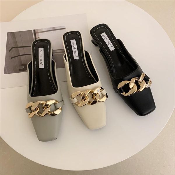 slippers baotou half square toe fashion slides outside women wear summer 2021 thick with metal chain web lazy casual sandals, Black
slippers baotou half square toe fashion slides outside women wear summer 2021 thick with metal chain web lazy casual sandals, Black