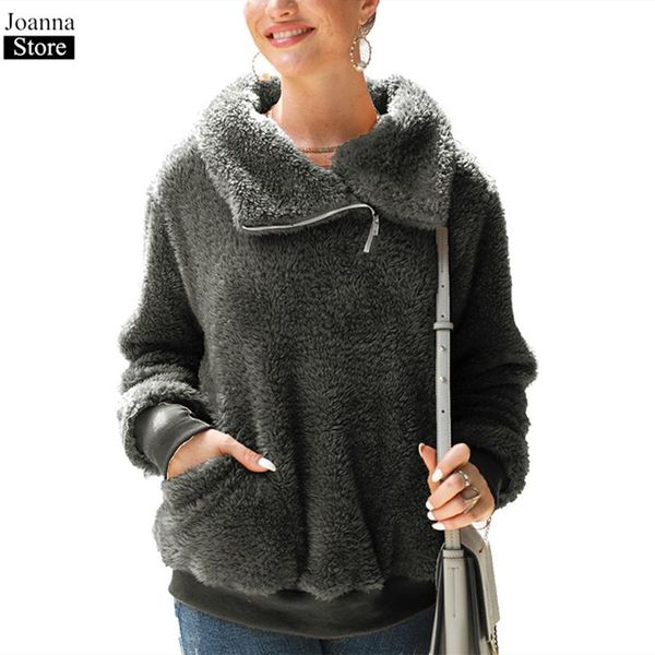 women's hoodies & sweatshirts spring plush short women high collar pockets long sleeve fluffy ladies pink plus size casual loose pullov, Black
women's hoodies & sweatshirts spring plush short women high collar pockets long sleeve fluffy ladies pink plus size casual loose pullov, Black